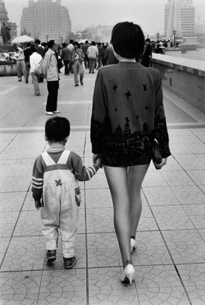 Mother and his son on the Bund, Shanghai, 1993