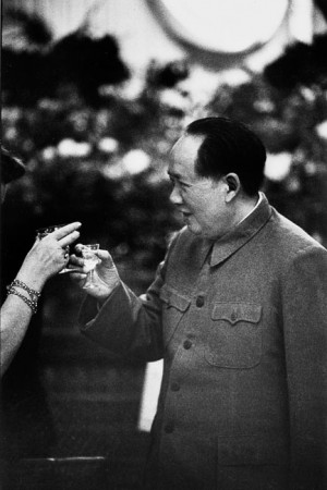 Mao Zedong during a banquet for the reception of the Polish Prime minister, Beijing, China, 1957