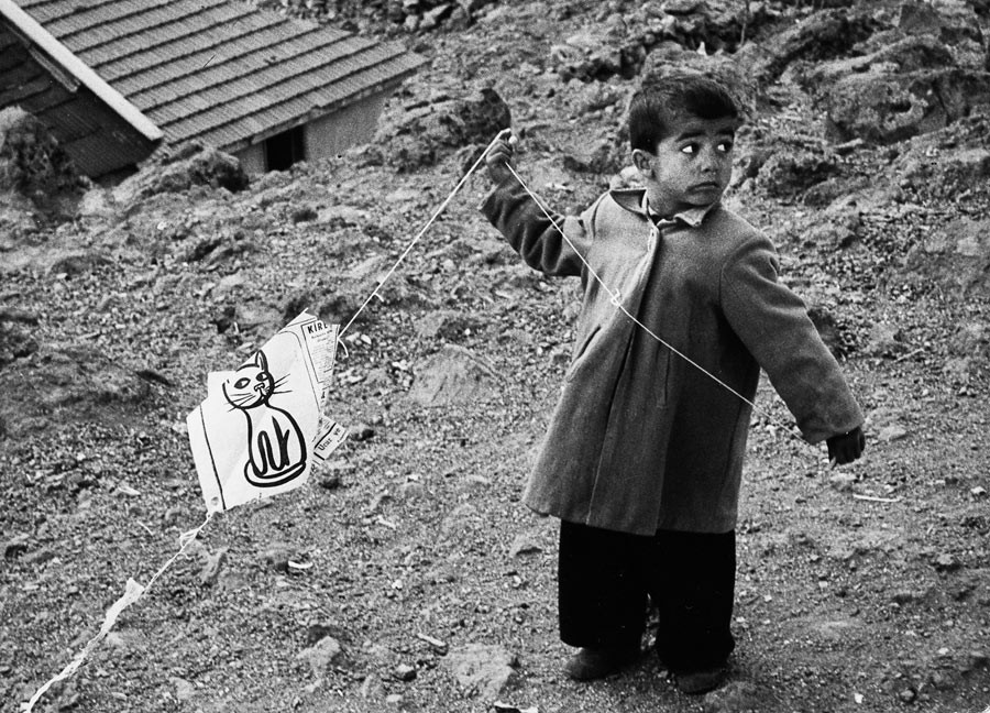 Child playing kites in Ankara, 1955