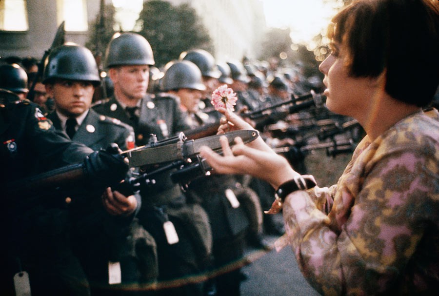 Young girl with a flower (variant), demonstration against the war in Vietnam, Washington D.C., October 21st 1967