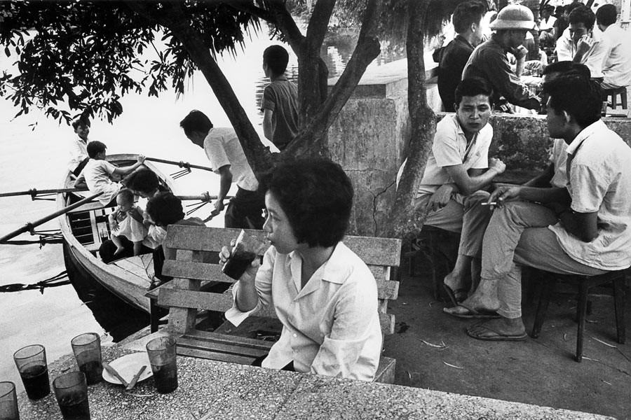 Café along the lake in Hanoi, 1969