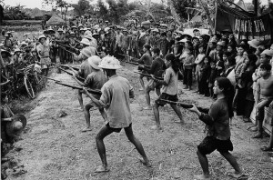 Demonstration of fighting in a village of North Vietnam, 1969