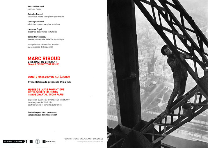 Carton d'invitation de l'exposition "L'instinct de l'instant", Musée de la Vie romantique, Paris, 2009